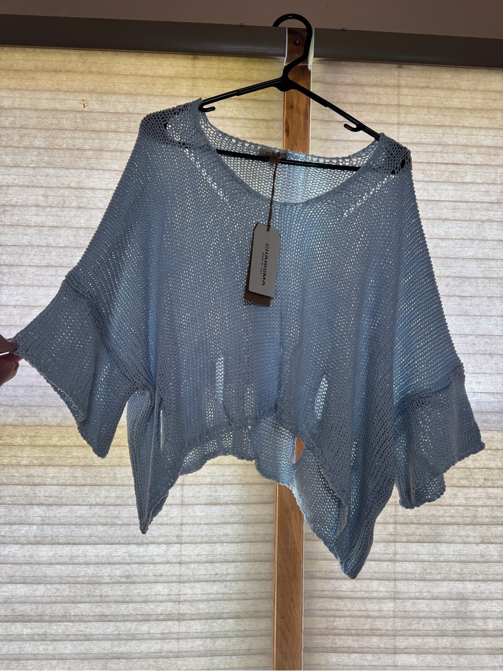Charisma Light Blue Open-Weave Sweater